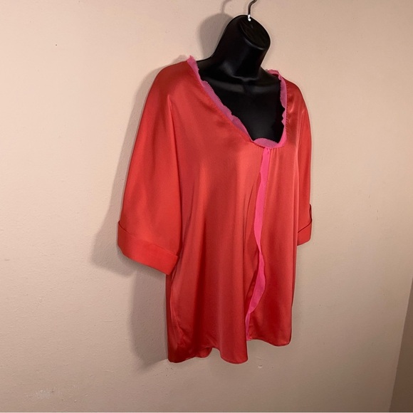 NEW XS Elite Tahari Silk Blouse Orange Pink Colors Lightweight - Picture 4 of 16
